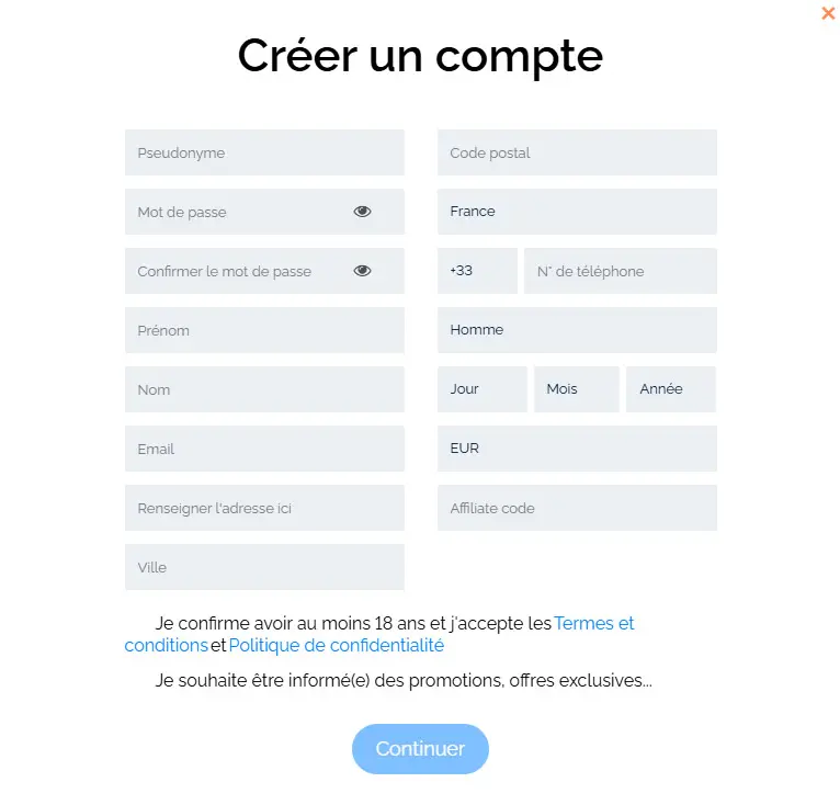Proceso de registro SUPERBOSS CASINO